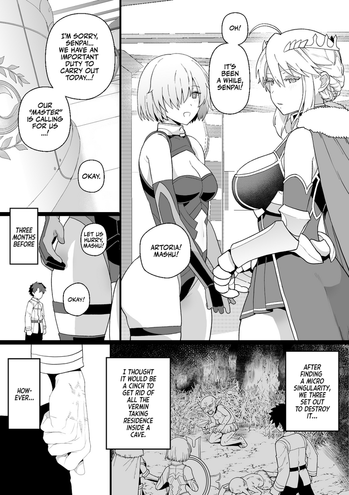 Artoria to Mash, Goblin Kan Manga | Artoria and Mashu Violated by a Goblin!